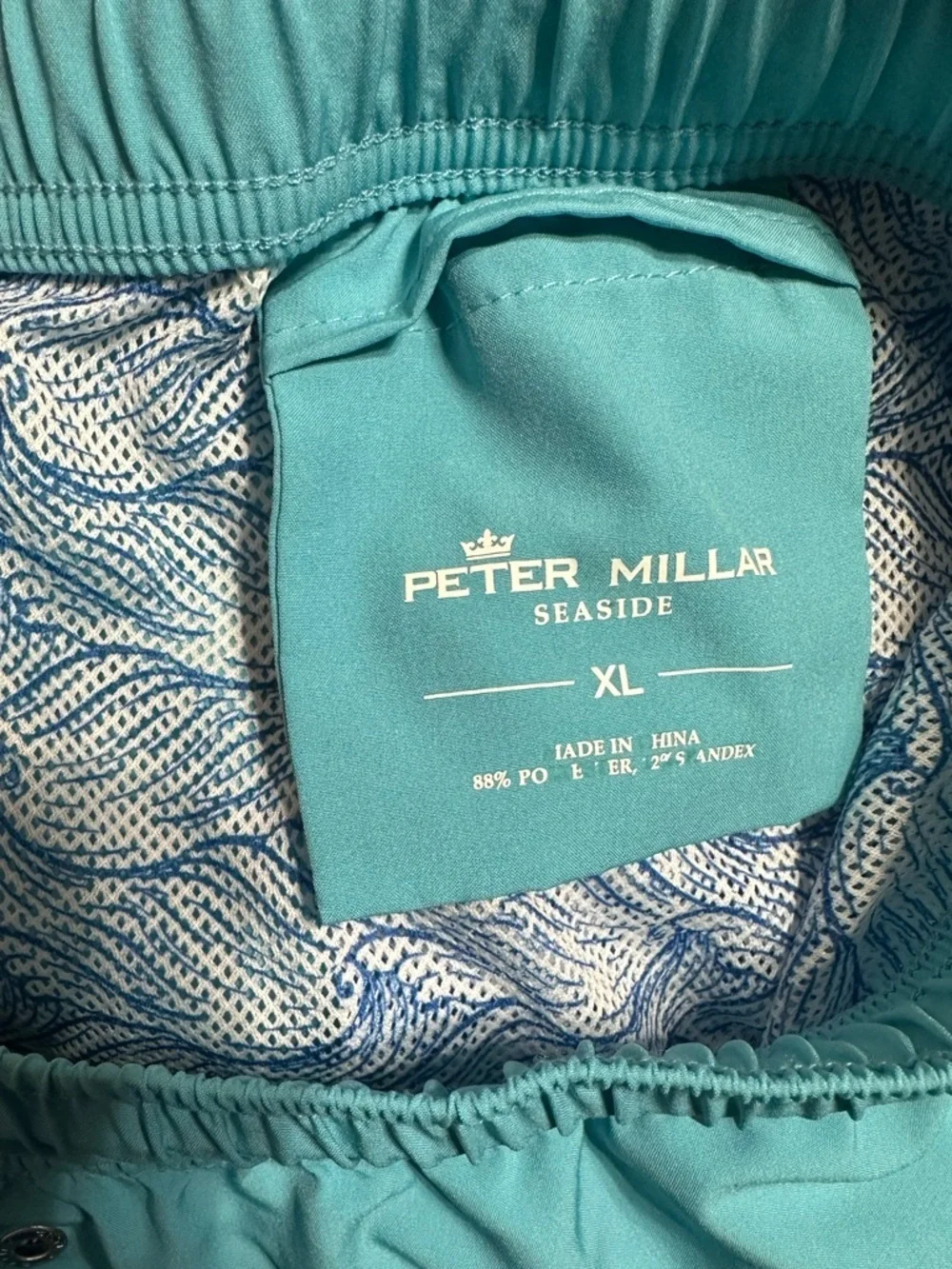 Peter Millar Teal Blue Casablanca Seaside Swim Trunks Magic Print UPF 50+